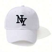 1pc/3pcs Embroidered New York Baseball Cap, Women's Sun Hat, Unisex Trucker Hat, Beach Hat, Unisex Fishing Hat, White & Pink, Unisex, Party, Fun, Golf, Country, Birthday, Retro, Formal Hat - Baseball Cap - View 5