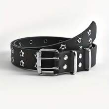 Hollow Punk Casual Belt, Star Pattern Fashion  Belt, Ideal Gift For Men - 黑色 - 查看 6