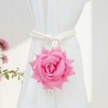 1件/2件装窗帘绑带，仿珍珠装饰玫瑰浪漫窗帘绑带，适用于窗帘、咖啡厅窗帘、门帘，系绳流苏绑带，适合作为送给朋友的特别礼物，送给爱人的独特玫瑰礼物 - 彩色 - 查看 6