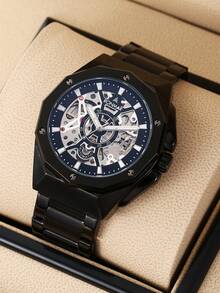 RONMAR 男士休闲镂空陀飞轮自动机械表，防水，夜光，适合商务、学生、时尚人士佩戴，不锈钢表壳，价格实惠