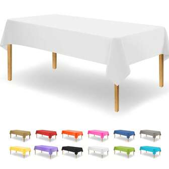 1 st rektangulär engångsduk i PE, ljusblå/gul/svart/färgglad, vattentät, för födelsedagsfest, temafest, bröllop, jul, halloween, årsdag, ljusfest, firande