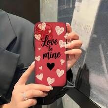 1PC Phone Case,  Love Be Mine Hearts Pattern , Stylish Phone Case, Phone Decoration, All-around Lens Protection, Creative Small Gift, Funny Gift for Boys and Girls - Negro - Ver 5