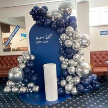 52 Stücke/28 Stücke 10-Zoll-Luftballons in Navy-Blau und Silber, geeignet für Valentinstag, Geburtstag, Hochzeit, Brautparty, Silvester Dekoration, Ballonparty, Herbstdekoration, Rentnerparty, Junggesellenabschied, Ballondekoration, Fotohintergrund, Innen- und Außendekoration - Nachtblau Silber - Übersicht 5