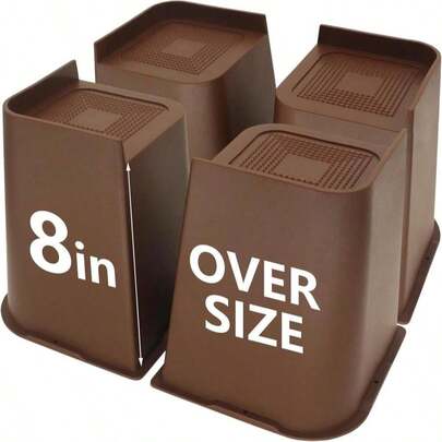 HANIHUA Bed Risers 4 Inch Heavy Duty, 4 Pack Oversized Furniture Risers 6 Inch, Black Bed Lifts Risers For Table, Sofa, Chair, Couch, Desk, Bed Frame Risers Supports Up To 6,500 Lbs