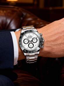 Bộ 1 chiếc đồng hồ đeo tay nam mạ vàng nguyên khối, đồng hồ thạch anh cao cấp, kiểu dáng tương tự như Eason Chan, thích hợp để nam giới đeo hàng ngày hoặc làm quà tặng, phù hợp cho Giáng sinh, Ngày của Cha, Ngày Valentine, các lễ hội, lễ hội hóa trang và các dịp lễ khác. - Nhiều màu - Xem 3