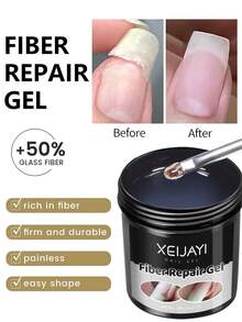 XEIJAYI 1瓶100克纤维修复凝胶，透明指甲修复凝胶，用于修复断裂指甲，强化凝胶，用于修复脆弱指甲 - 無色 - 查看 3