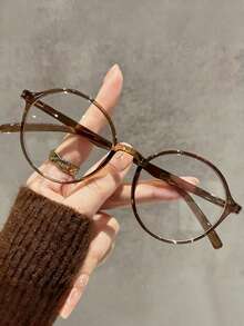 女士玳瑁复古圆形时尚百搭眼镜