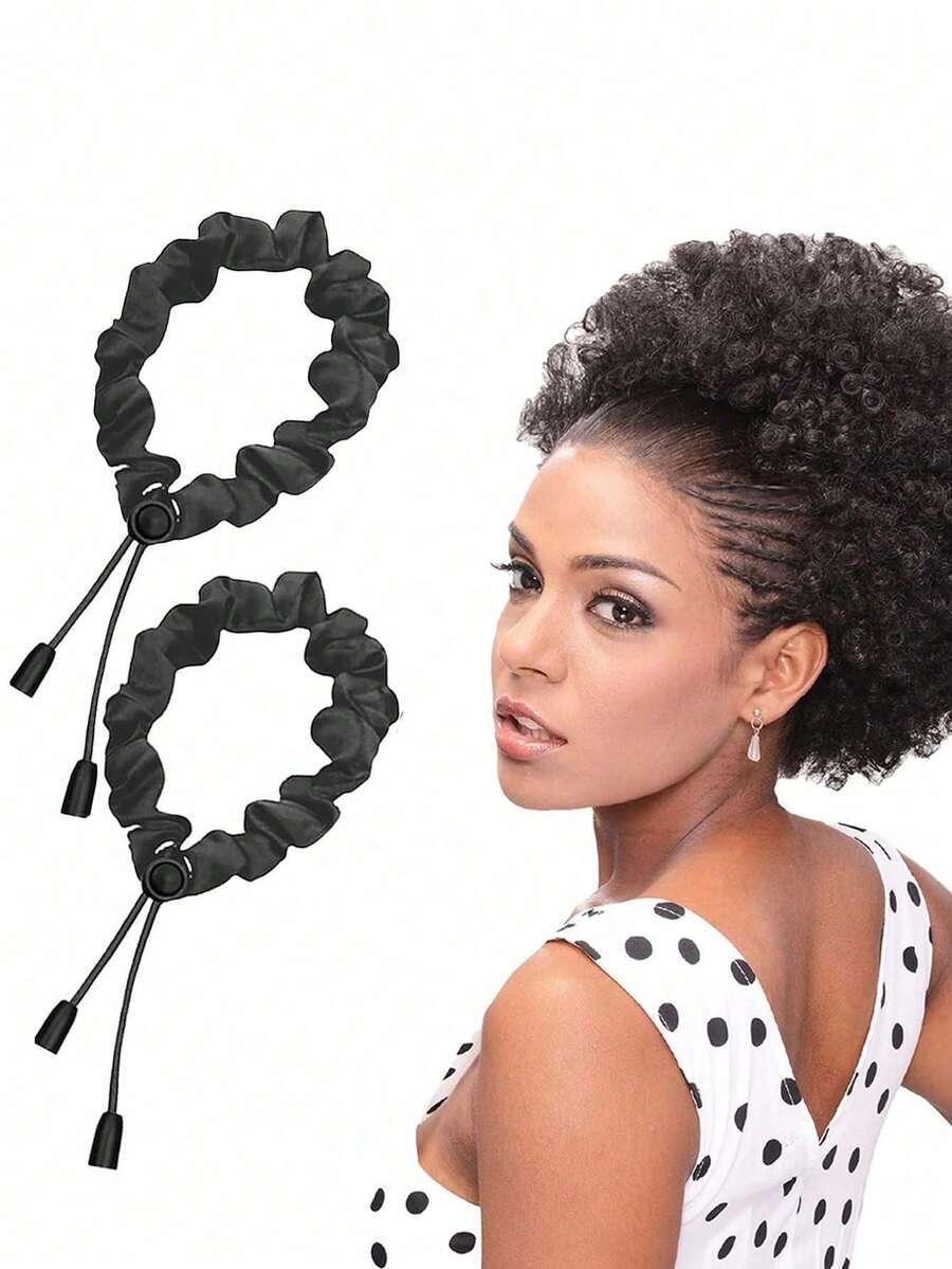 1 Pc/2pcs Adjust Satin Hair Scrunchies For Women Girls, Adjustable Hair Ties Soft Than Silk For 4c Girlie Thick Curly Natural Hair, Easy To Use Hair Accessories For Afro Puff Loc Ponytails (Black)Pineapples For Women And Girls, Ponytail Holders, Hair Elastics, Hair Rubber Bands, Elastic Hair Tie, Home Beauty Women Accessory Gifts ,Hair Rope - 彩色 - 查看 1