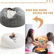 Puff Gigante de 6 pies para Muebles de Sala de Estar para Adultos, Redondo, Suave, Esponjoso, de Piel sinttica, BeanBag, Funda para sof Cama Perezoso sin Relleno - Marrón oscuro - Ver 4