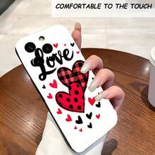 1PC Phone Case,  Love Heart Pattern Print Design , Stylish Phone Case, Phone Decoration, All-around Lens Protection, Creative Small Gift, Funny Gift for Boys and Girls - Negro - Ver 1