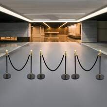 SanBouSi 6-Pack Barrier Post Kit With 4 Ropes, Stainless Steel, Black & Gold, Wind-Resistant Base, Easy Installation For Event Crowd Control & Queue Management - Gold and Black - View 7