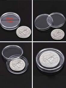 100件套硬币收藏盒套装 - 透明硬币胶囊，圆形塑料硬币盒，硬币收藏收纳盒用品，纪念币保护套，圣诞节，透明圆形塑料硬币盒带收纳盒，可调节硬币保护套，纪念币保护盒，收藏硬币，圆形盒子 - 查看 2