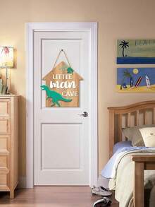 恐龙主题男孩房装饰挂牌，儿童房装饰，装饰牌匾，小人国洞穴标牌，游戏室，婴儿房装饰，男孩礼物 - 彩色 - 查看 2