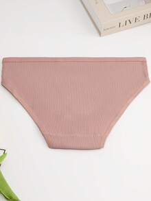 5件装女士多色罗纹中腰舒适性感内裤