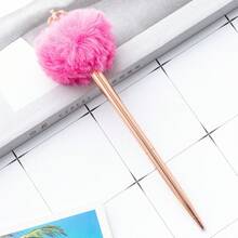 1支皇冠毛球笔，可爱毛绒圆珠笔，办公学习用品