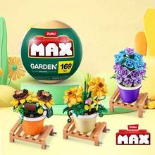 ZURU MAX Premium Garden Pot Plants Building Bricks Collection - Buildable Plant Mystery Egg - Succulent & Flower Building Blocks Toy Set - Single Ball Pack (Random) - Multicolor (Random Style) - View 2