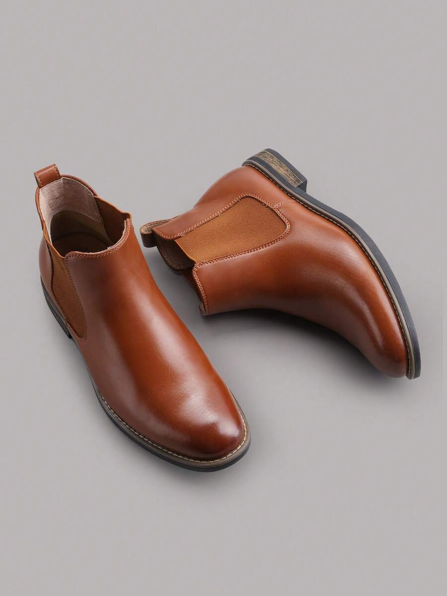 Men's Suede Leather Chelsea Boots Ankle Boots  Round Toe, Low Heel, Mid-Cut, All-Match Ankle Boots - NÂU-PU - Xem 1