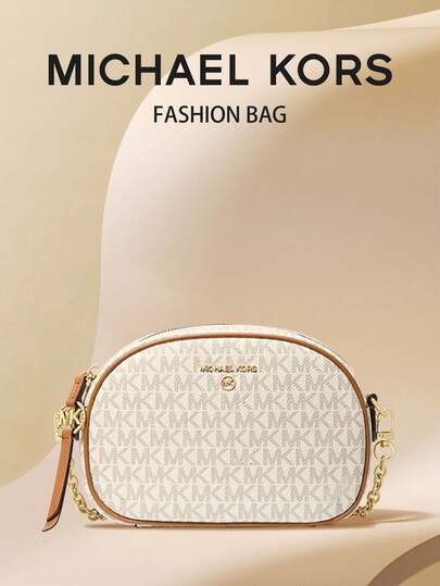 Michael Kors Jet Set Charm Small Letter Print Camera Crossbody Bag, Casual Shoulder Bag Suitable For Daily Gatherings , Beach Bag