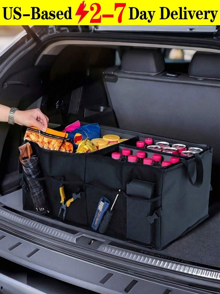 [US-Based Shipping]1Pc Multi-Functional Foldable Car Storage Box, 52L Large Capacity Foldable Multi-Compartment Organizer, Foldable Trunk Storage Box For Cars, Portable Storage Case. Crafted From Premium Oxford Fabric With Durable Polyester Fiber Material. Spacious, Foldable, Easy To Install, Compact Storage Solution For Organizing Essentials And Accessories. Car Trunk And Rear Seat Storage Box, Tool Organizer, Foldable Trunk/Backseat Storage Bag, Multi-Compartment Car Organizer And Storage Pouch, Road Trip Essential Accessory, Foldable Multi-Compartment Storage Container With Pockets, Waterproof And Durable, Foldable And Abrasion-Resistant Luggage, Versatile High-Capacity Accessory, Fits Most Vehicle Models. Car Accessories, SUV Trunk Storage Bags, Foldable Storage Pouches, Unisex Car Accessories, Foldable Organizers, Travel Accessories, Travel Essentials,Christmas Thanksgiving Festival Cyber Monday Holiday Gift Velvet Party New Year Winter Snow  End-Of-Year - Nhiều màu - Xem 1
