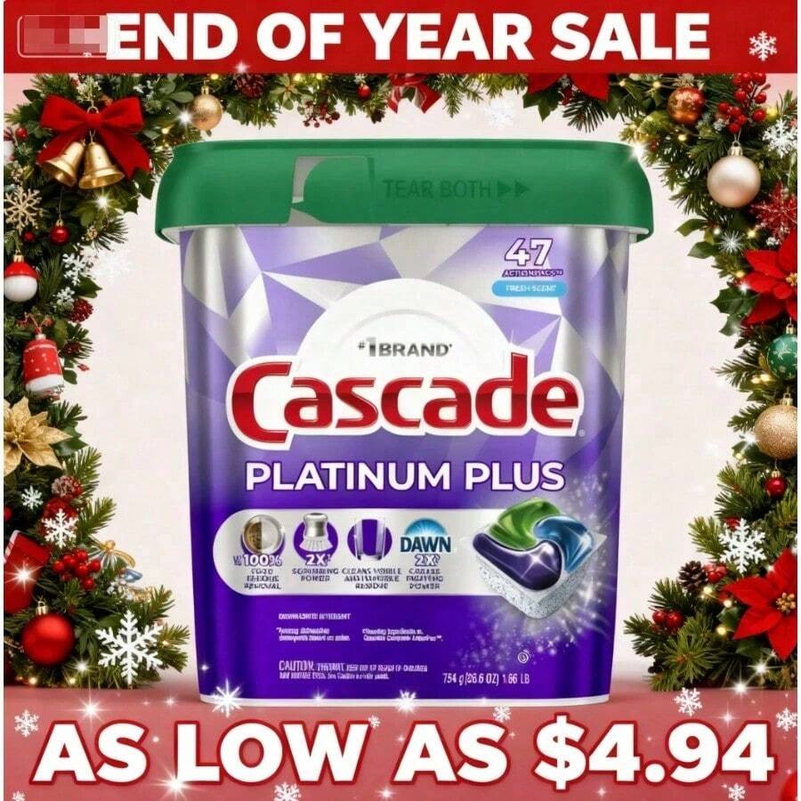 Cascade Platinum Dishwasher Pods, Dishwasher Detergent, Dish Detergent Soap, Fresh, 12 Count - 綠色 - 查看 1