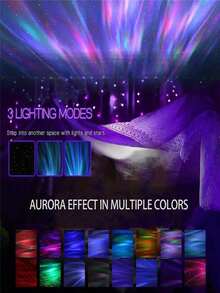 1 pezzo Proiettore di luci del nord a LED con telecomando, con motivi multicolore, proiettore di cielo stellato e galassia, lampada notturna per camera da letto, proiettore di onde, proiettore di stelle, per casa theater, campeggio, decorazione matrimonio, lampada romantica - Luci multicolori - Visualizzare 6