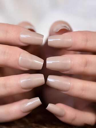 5 set med 120 st. mellanstora glansiga grå balettmodell återanvändbara lösnaglar med tillbehör