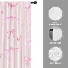 Coxila Pink Bow Kitchen Window Curtains 28 X 40 Inch Small Short Mini Cafe Rod Pocket Cute Kids Girls White Kawaii Pastel Fun Living Bedroom Room Home Treatment Set Of 2 Curtain Panels Drapes Tiers - 粉紅蝴蝶結 - 查看 8