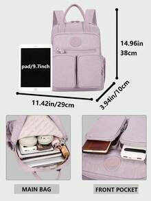 多隔层尼龙背包，可装15.6英寸笔记本电脑，轻便多口袋书包，多功能日用背包，大容量旅行包，便捷通勤包，适合学生、中小学生、护士、教师、商务人士、旅行、通勤、购物、办公、约会、徒步、健身、工作、生日/节日礼物 - 彩色 - 查看 3