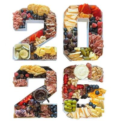 0-9 26个字母 10英寸/25厘米 可重复使用纸板盒托盘展示架，适用于零食、蛋糕棒棒糖、糖果、熟食盒、定制熟食字母（可填充），适用于单人派对、2026毕业季、酒吧和KTV氛围、婚礼、生日派对、新年夜、母亲节、复活节、单身派对、万圣节、圣诞节、BOO、XMAS