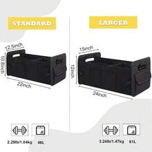 Car Trunk Organizer For SUV Car Storage Organizer Collapsible Multi Compartment Container Box Adjustable Car Accessories For Women/Men Large Black - Black - View 8