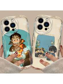 Funda compatible con teléfono con diseño de ola de aceite y anime de fuego, compatible con Apple 15 14 13 12 11 Pro X XR XS Max Plus 8 7 Plus SE, y también compatible con Samsung Galaxy S17 Pro, S17 Pro Max, S17, S16 Pro - WA10201CLE - Ver 7