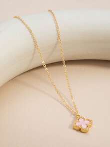 1pc Fashionable, Elegant, Minimalist, Exquisite, Luxury Four-Leaf Clover Necklace, Unique Personalized, Everyday Wear - one-size - View 3