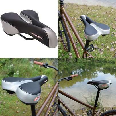 Planet Bike, sillín para Bicicleta clásico y Confortable con Sistema de Alivio anatómico, para Varones (Plateado/Negro)(Plateado)