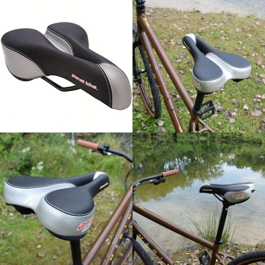 Planet Bike, sillín para Bicicleta clásico y Confortable con Sistema de Alivio anatómico, para Varones (Plateado/Negro)(Plateado) - Multicolor - Ver 1