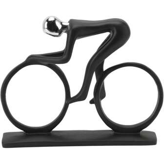 1 pieza Figura decorativa de resina de ciclista, decoración del hogar para la entrada, estante de TV, estantería, mesa, regalo festivo, cabeza plateada y cabeza dorada