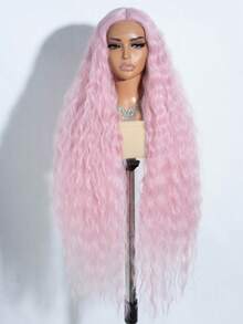 42 Inch Long Wavy Synthetic Lace Front Wigs With Baby Hair Blonde And Orange 13*6*1 T-Part Lace Wig Half Hand Tied 130% Density Wigs For Women Cosplay Party Use - Multicolor - View 14