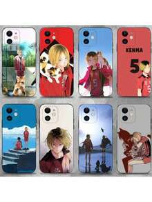 Funda de teléfono Anime Kenma Kozume compatible con 16,15,14,13,12,11 Plus, Pro Max, XS, X, XR, SE, Mini, 8, 7, cubierta de silicona suave negra, funda compatible con funda  17 pro max, funda  17 pro, funda  17, funda  16, funda  16 pro max, funda  15. - Z2 - Ver 3