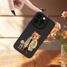 Protege tu Teléfono con una Funda Suave de Teléfono Simple con Patrones de Perro y Oso, Impresión UV, Cubierta Mate de Protección Completa de 360 Grados para Apple  11 12 13 14 15 16 17 Pro Max, el Mejor Regalo de Cumpleaños para Niña o Niño - Negro - Ver 7