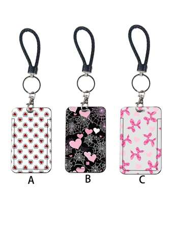 1pc ABS Black Rope Polka Dot Heart Balloon Puppy Pattern Fashion Keychain Pendant, Bag Charm, Student Bus Protector