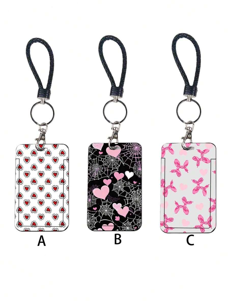 1pc ABS Black Rope Polka Dot Heart Balloon Puppy Pattern Fashion Keychain Pendant, Bag Charm, Student Bus Protector - Multicolor - View 1