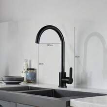 Keran Dapur Stainless Steel, Keran Air Panas & Dingin Putar untuk Wastafel, Keran Dapur Putar Anti Siram, Perlengkapan Dapur, Aksesoris Dapur, Peralatan Dapur - Hitam - View 13