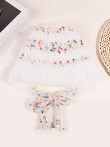 1 buc căști de pluș cu model curcubeu și bomboane, căciulă de pluș colorată de toamnă/iarnă cu buline, căciulă drăguță și versatilă cu apărători pentru urechi cu legături pentru femei, căciulă cu bile, schi, pălării pentru femei, haine de iarnă pentru femei, căciulă pentru femei, pălărie, îmbrăcăminte de schi pentru femei, pălărie de Crăciun - Multicolor - Vizualizare 5