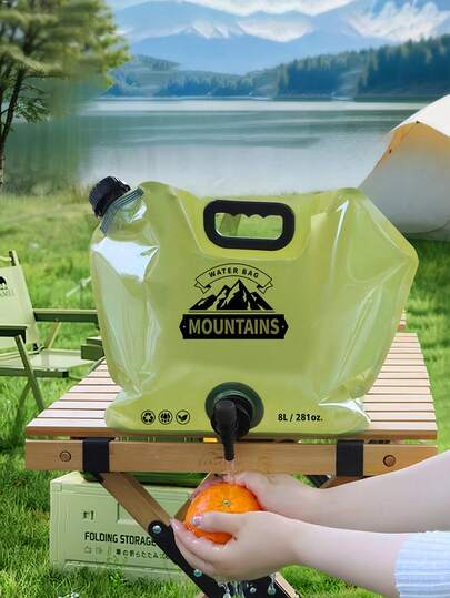 Contenedor de agua para camping con válvula, bolsa de almacenamiento de agua plegable, jarra de agua de emergencia plegable de 8L/28oz, portátil y reutilizable para hombres, mujeres, camping al aire libre, viajes, montañismo, senderismo, picnic, barbacoa y preparación para emergencias, accesorios esenciales para exteriores