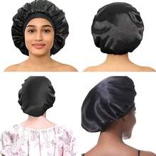Luxury Satin Women's Printed Breathable Hair Hat, Elastic Elasticity And Zero Pressure Marks Design, Suitable For Night Hair Care, No Collapse Of Style, Home Beauty And Sleeping Tranquil Device. - A - View 3