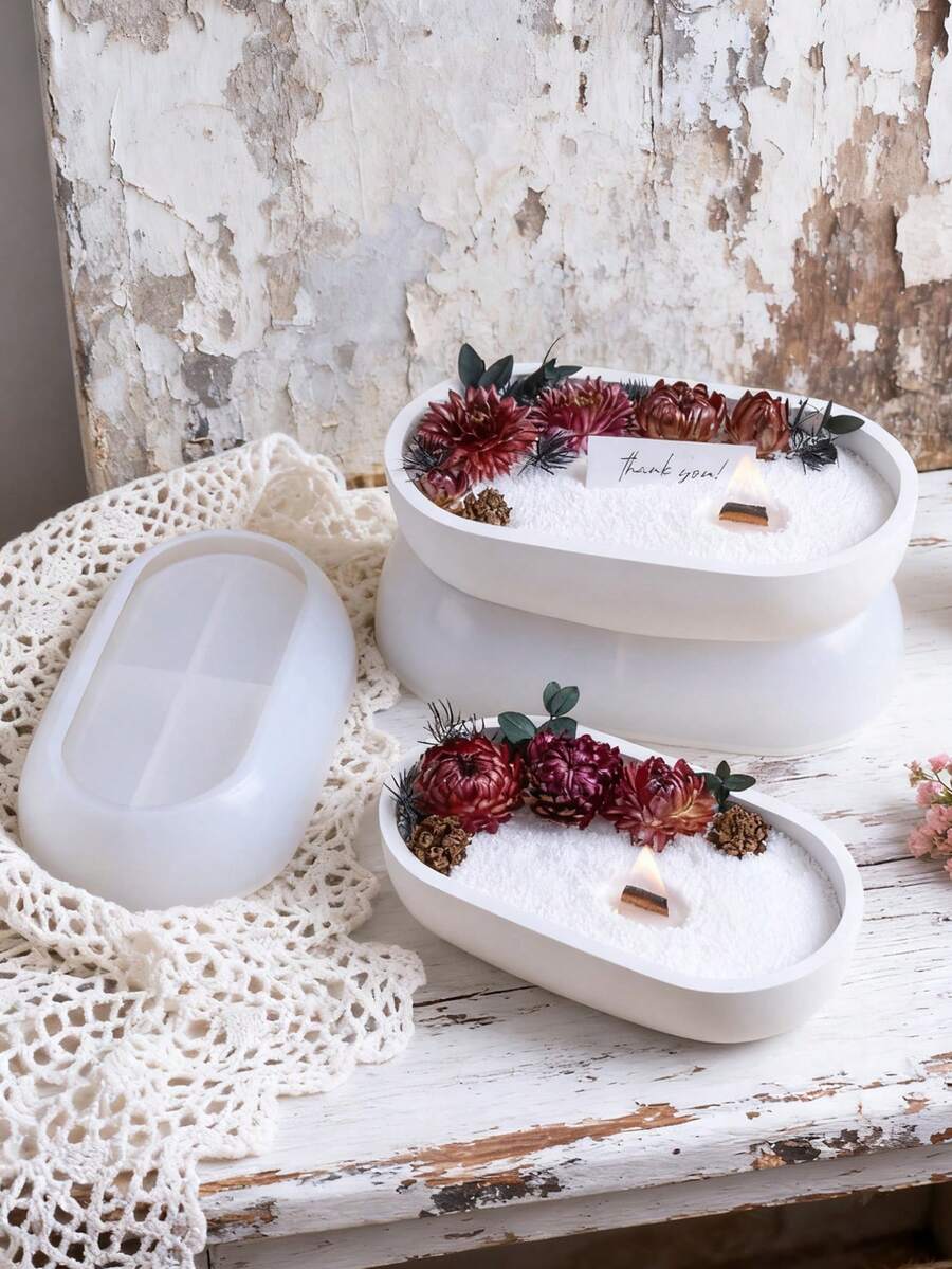 船形硅胶模具，DIY石膏模具，用于烛台、花盆和储物 - mold - 查看 1