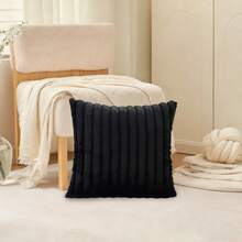1 件黑色枕套,方形墊套,度假家居裝飾,柔軟舒適的防兔毛面料,現代裝飾沙發,適合家庭臥室、宿舍使用 - 黑色 - 查看 10