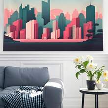 Urban Landscape Canvas Wall Hanging University Dormitory Wall Art Flag Party Decoration Banner Background Home Decoration Bedroom And Living Room Decoration 40x 60inch - trắng - Xem 2