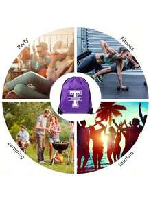 Personalized Initial Drawstring Bag, Sports Club PE Customized Name Adult & Youth Team Sports Backpack Set, Suitable For Teenagers, Swimming, Beach, Fitness, Travel, Sports, Back To School - Multicolor - View 6