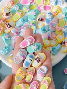 10/30/50pcs Colorful Summer Flip Flop Resin Pendant, 9 Styles Of Sandal Design, Cute Vacation Accessory, DIY Craft Material For Scrapbooking, Phone Case, Jewelry, Hair Clips, Rings And More - Holiday Sandals - View 4