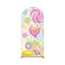 1Pc 2D Sweet Dessert Half Arch Backdrop - Kids Birthday Party Decor - Multicolor 01 - View 2